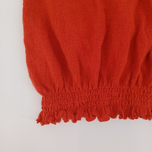 MADEWELL Sz S Frill Smock Textured Drawstring Top Round Neck Cotton Minimalism - Picture 10 of 15